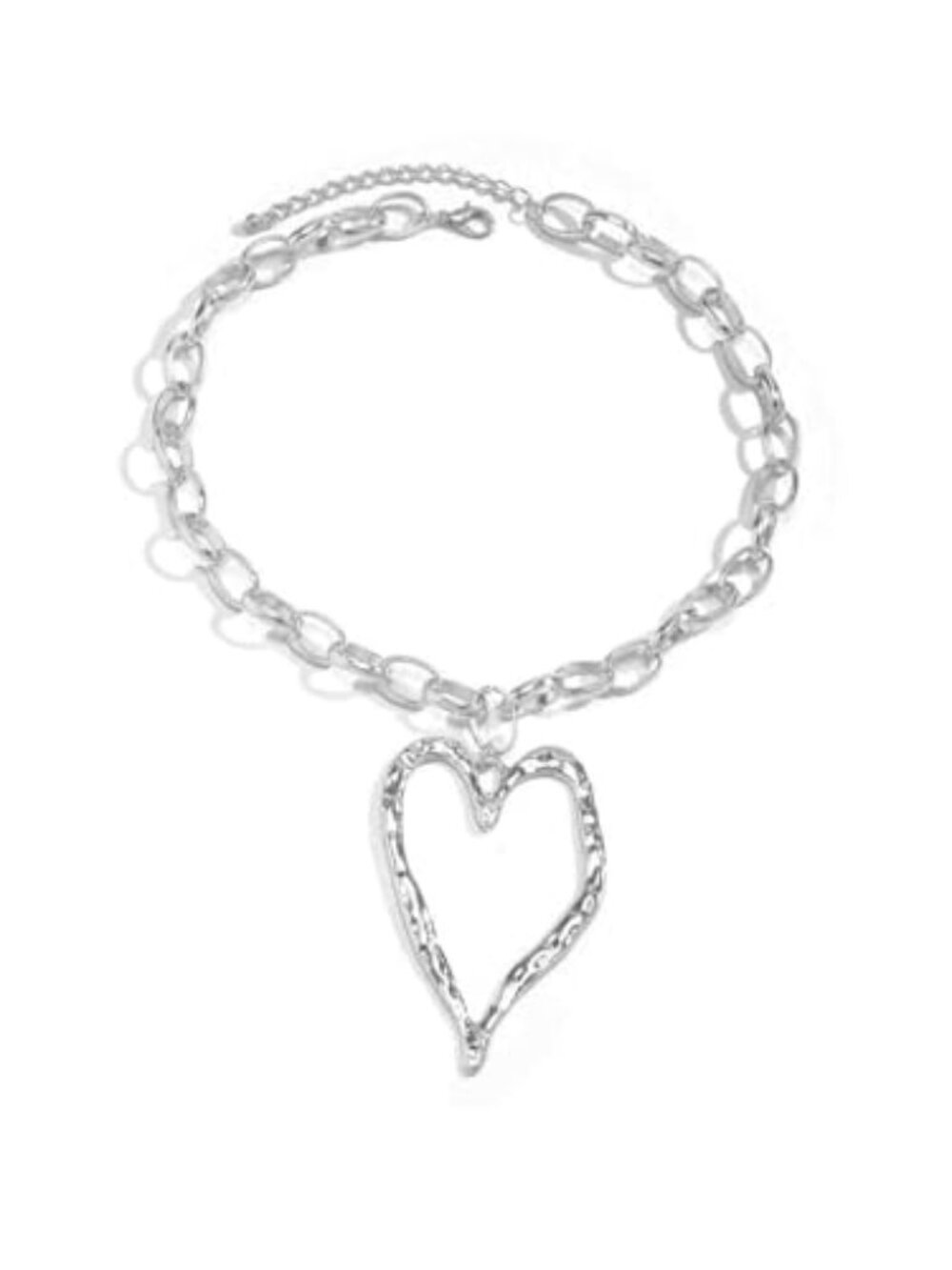 New - Chunky Gold‎ Necklace Big Heart Necklace for Women Silver Large Statement